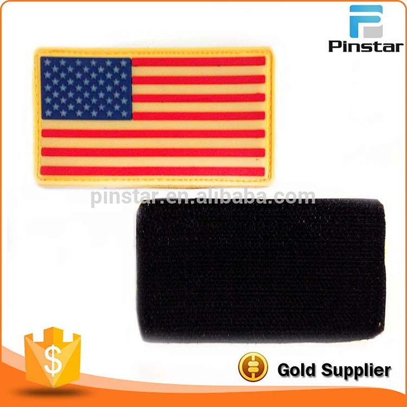 Soft rubber PVC US flag garment patch label