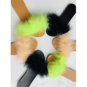 factory Direct Wholesale fur slides raccoon fur slides fur slides for women