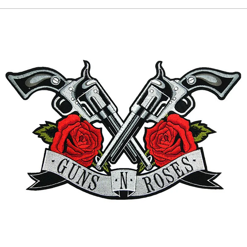 custom rose gun embroidery patch in stock