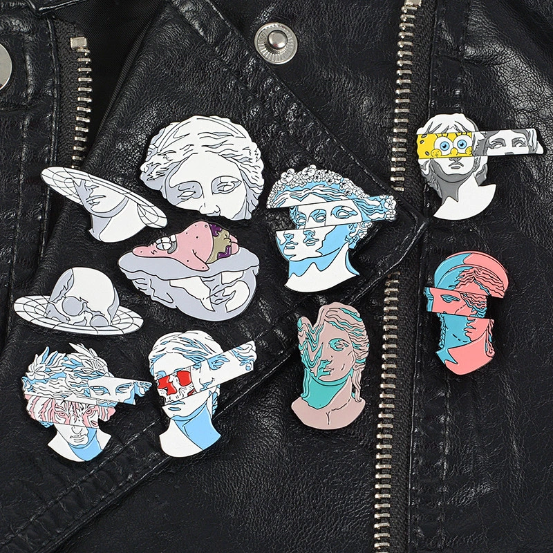 Wholesale Art Sculpture Soft Enamel Pins Custom Human Head Lapel Pin
