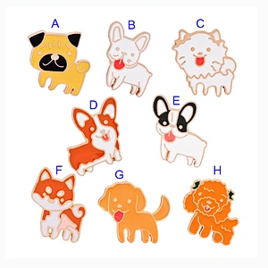 Wholesale Enamel Metal Brooch Pins Cute Dog Lapel Pin with Butterfly Clasp