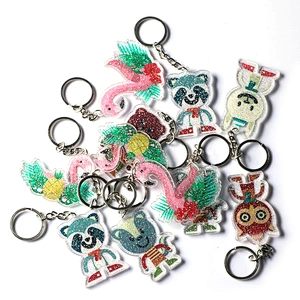 Factory Making Cheap Custom Company Logo Keyrings Cartoon Animal Glitter Acrylic Keyring