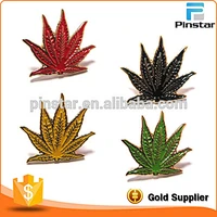 Various Colors Pot Leaf Tie Brooch Pin Enamel Weed Leaf Lapel Hat Pin