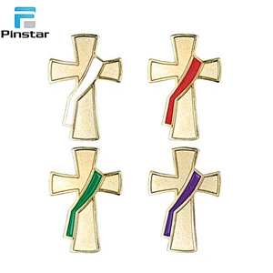 Hundreds Nice design crucifix enamel lapel pin for cloth decoration
