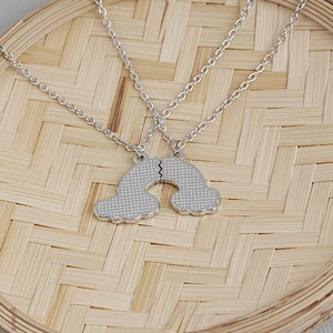 BEST FRIENDS rainbow design sliver plating pendant necklaces