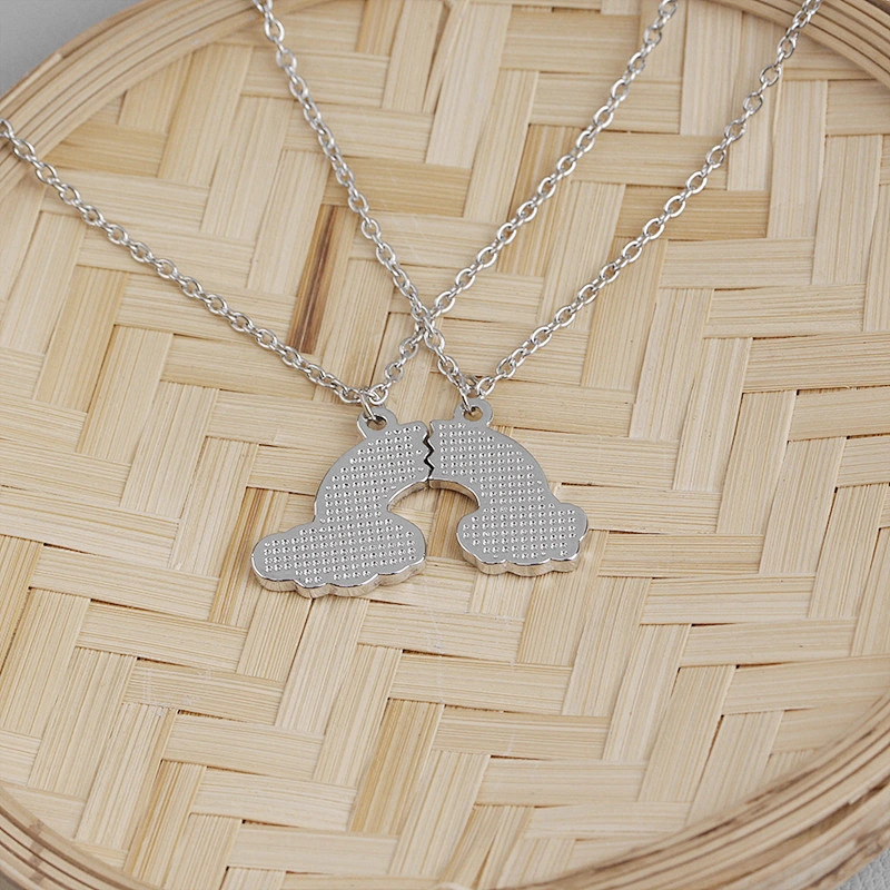 BEST FRIENDS rainbow design sliver plating pendant necklaces
