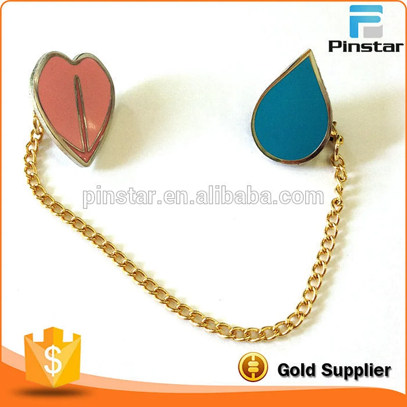 Die Casting Custom Making Ladies Beautiful Chain Shirt Collar Pins