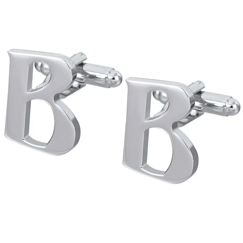 Capital letter style metal alloy cufflinks for men suit
