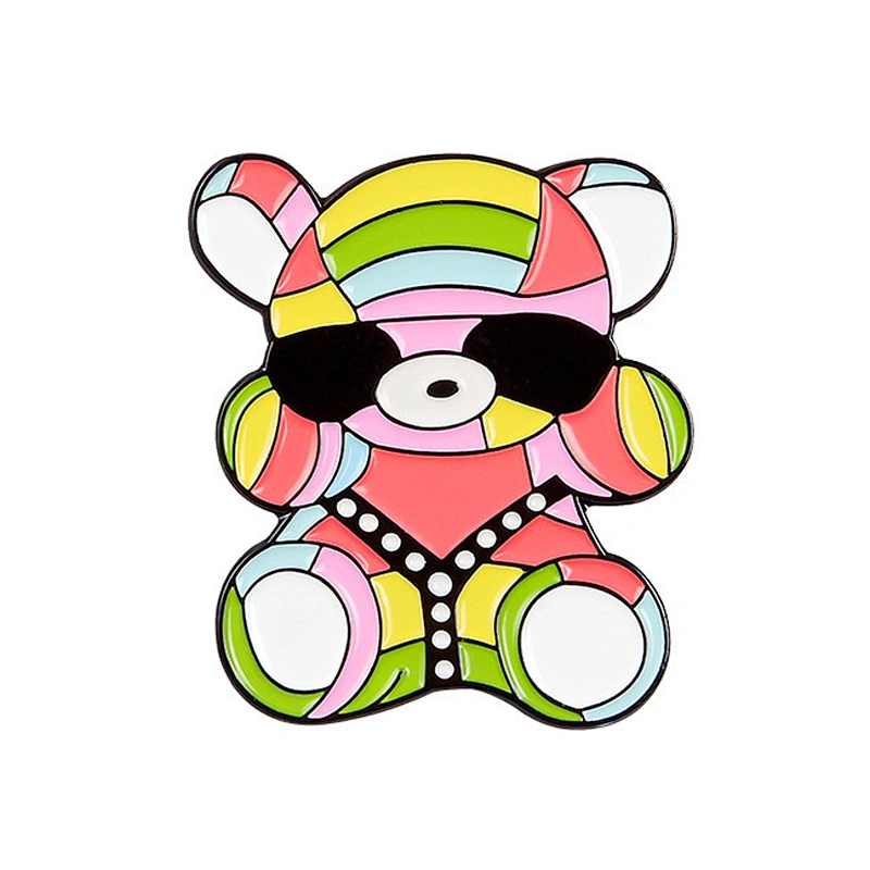Factory Wholesale In Stock LGBT Pride Animal Rainbow Bear Enamel Lapel Pin Badge