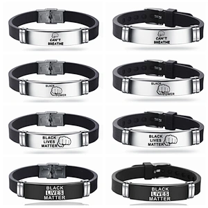 Black Lives Matter Stainless Steel Adjustable Bracelet I CAN'T BREATHE Power Men Bracelet