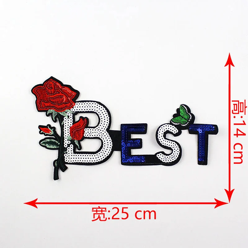 2018 Wholesale customized fashion rose letter embroidery patches