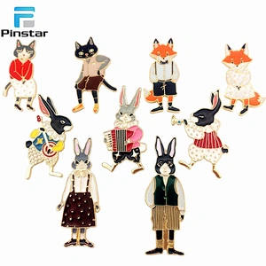 different Animal shaped like rabbit fox metal Lapel Pin