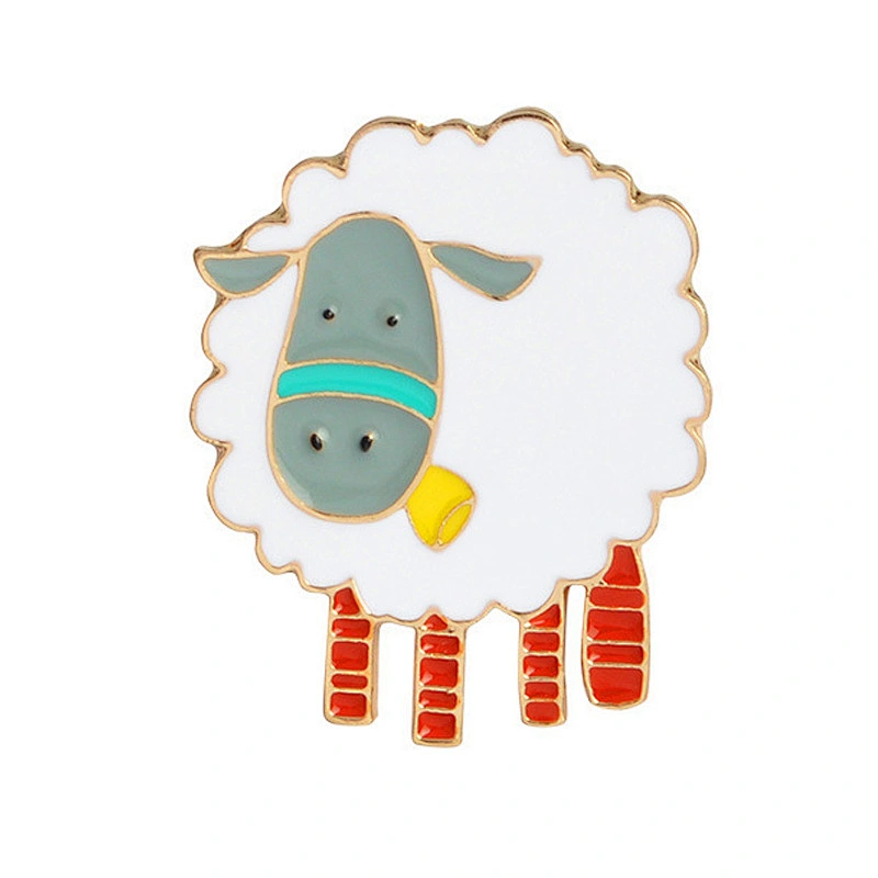 Cartoon Cute Sheep Animal Lapel Pin Badge with Butterfly Clutch Back