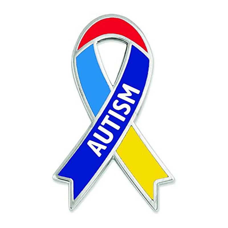 Autism Multicolored Awareness Ribbon Enamel Lapel Pin