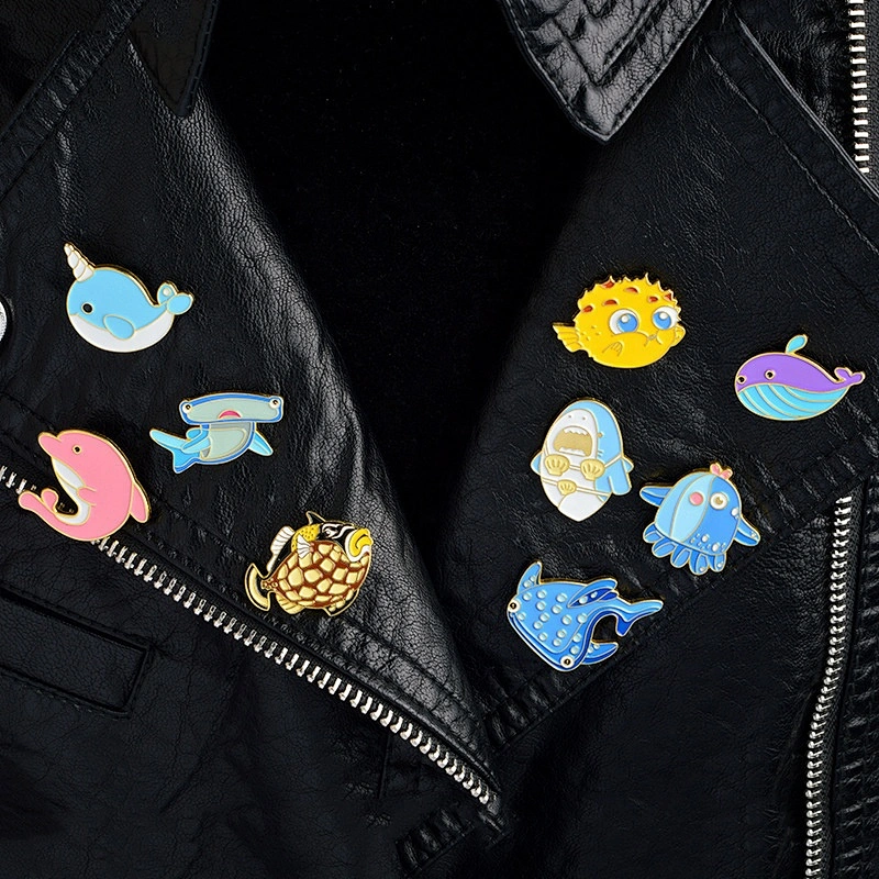 Factory Wholesale In Stock Sea Underwater World Souvenir Gift Cute Cartoon Fish Enamel Lapel Pin