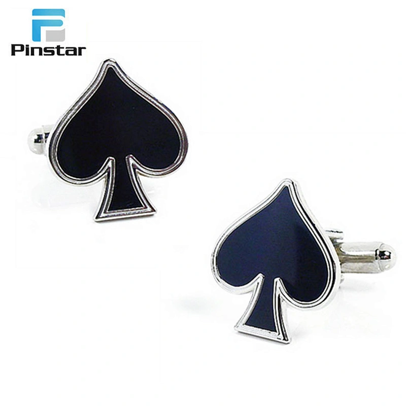Black hard enamel stainless steel metal blanks poker design cufflinks