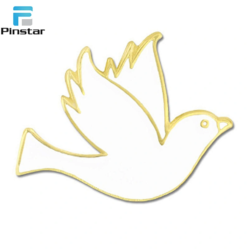Custom pigeon shaped metal lapel pin peace dove hard/soft enamel lapel pin badges manufacturers China
