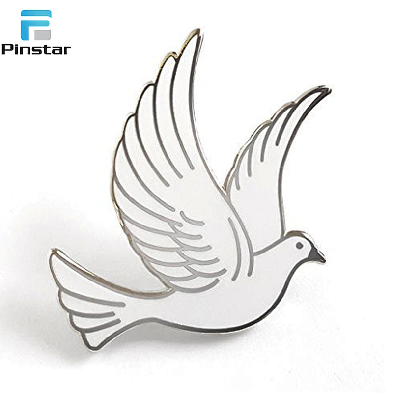 Custom pigeon shaped metal lapel pin peace dove hard/soft enamel lapel pin badges manufacturers China