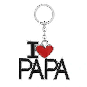Wholesale Enamel Metal Keychains Love DAD MOM MAMA PAPA Heart Keychain