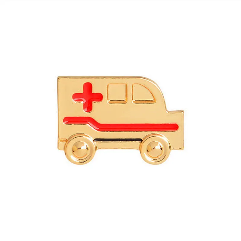Women Medical Jewelry Doctor Nurse Enamel Ambulance Badges Brooches Lapel Pins