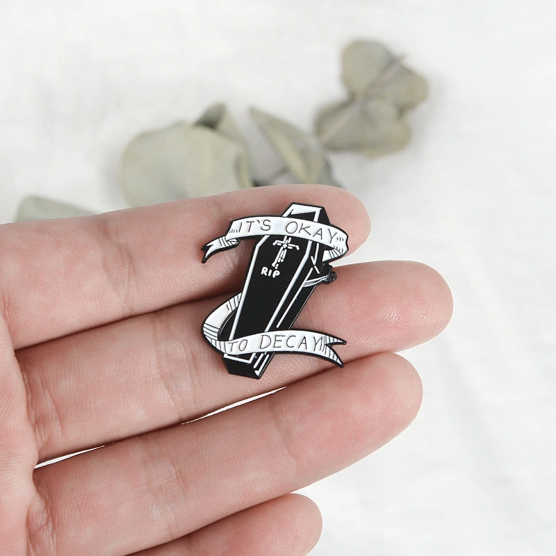 Custom Black Color Soft Enamel Coffin Pin Badge Manufactuer