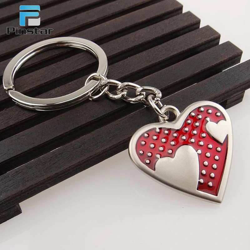Blank silver stainless steel metal heart engraved keychain