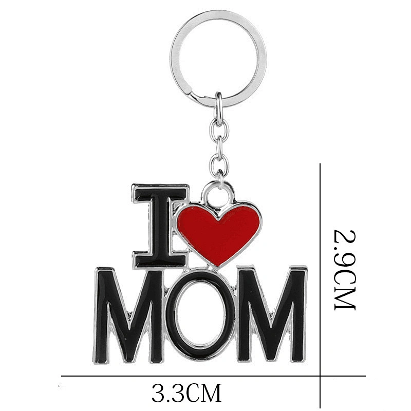 Factory Wholesale Father's/Mother's Day Gift I Love Mom/Dad/Mama/Papa Letter Pendant Keychain