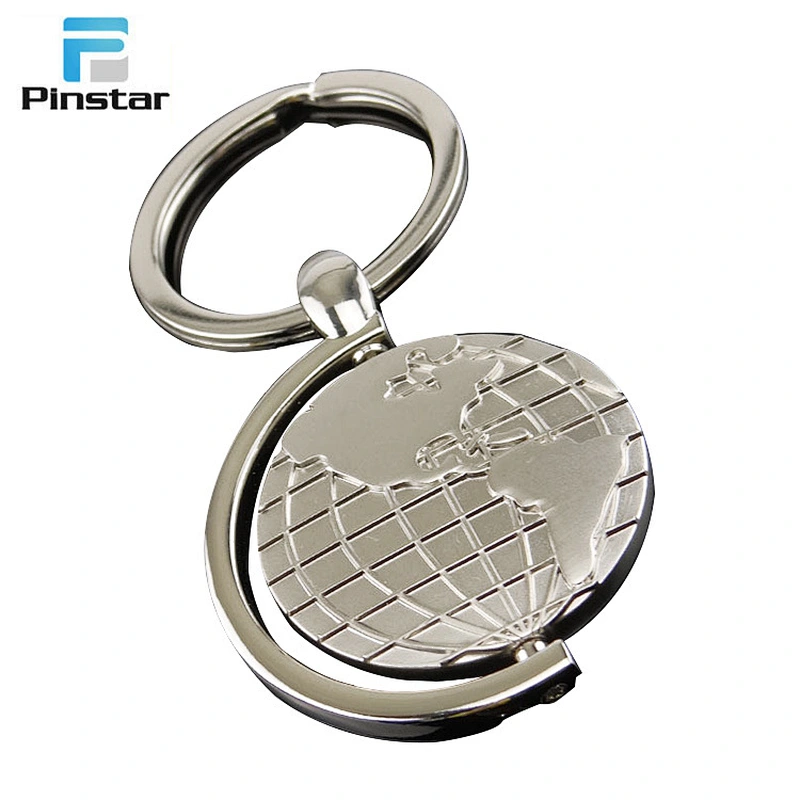 Wholesale cheap terrestrial globe style zinc alloy metal keychains