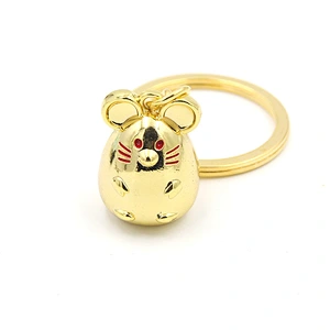 Gold Silver Black Metal Mouse Rat Zodiac Keychain