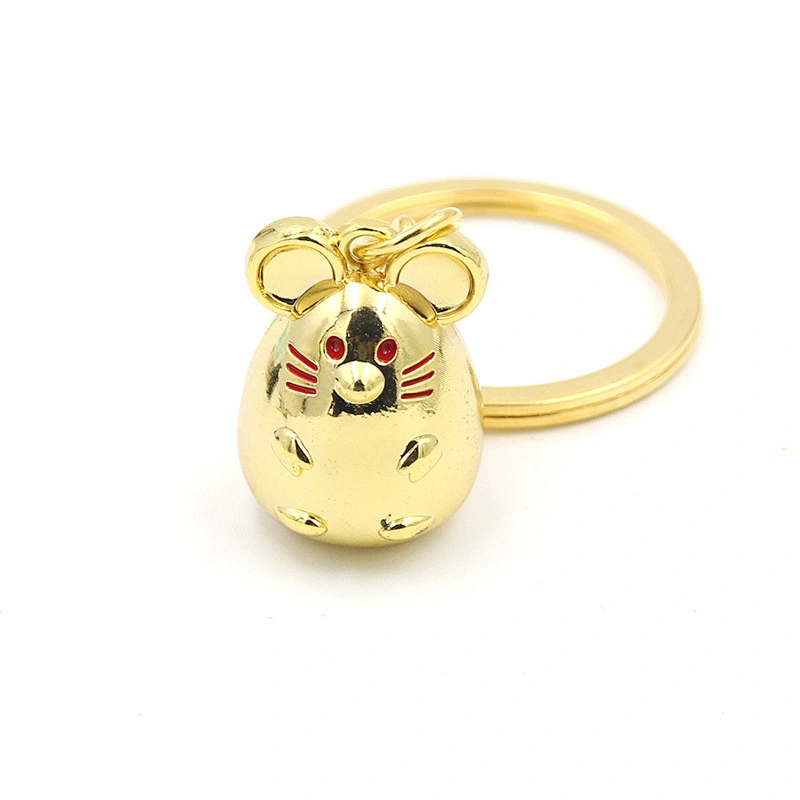 Gold Silver Black Metal Mouse Rat Zodiac Keychain