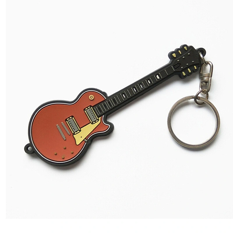 guitar design your own soft pvc keychain with ring