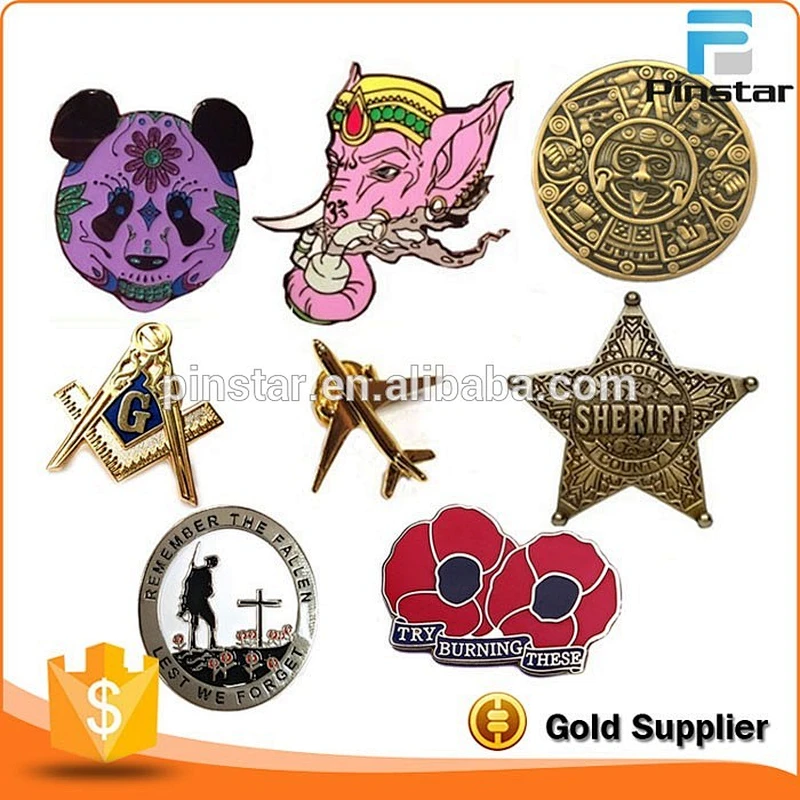 Factory Wholesale Custom Design Metal Pin Badge Glitter Emoji Poo Enamel Lapel Pin