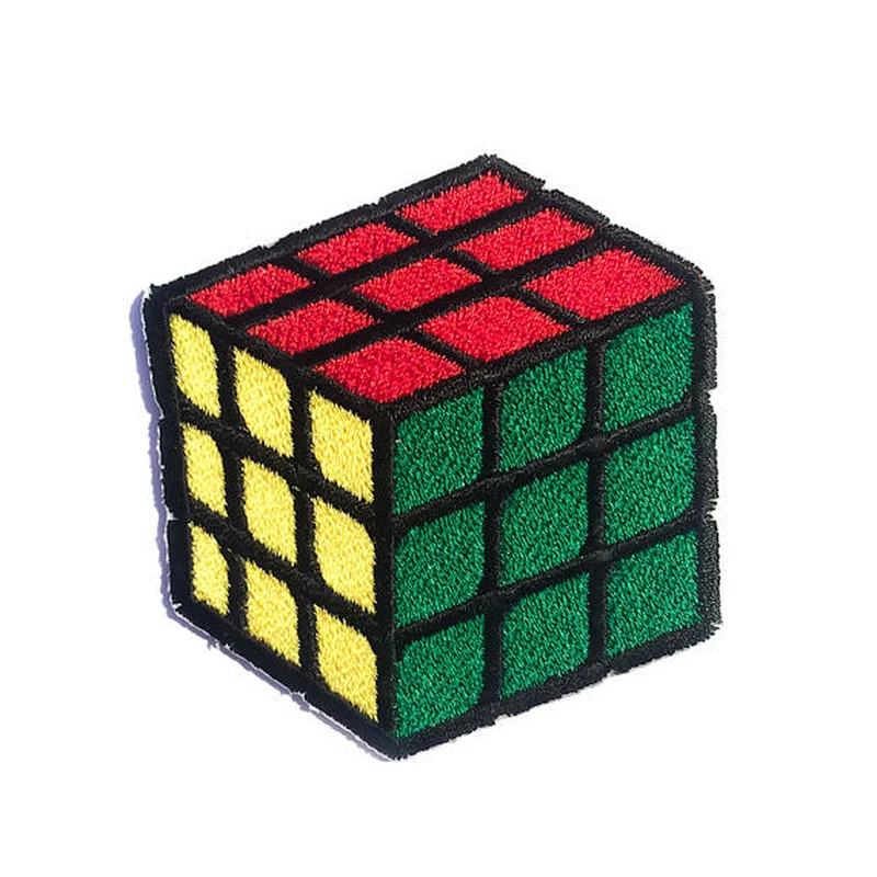 Factory direct sales custom Rubik's cube shape embroidery patch