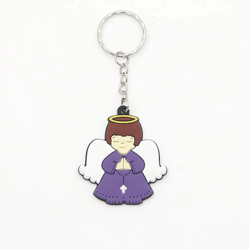 Cheap Design Custom angle shaped Rubber PVC keychains