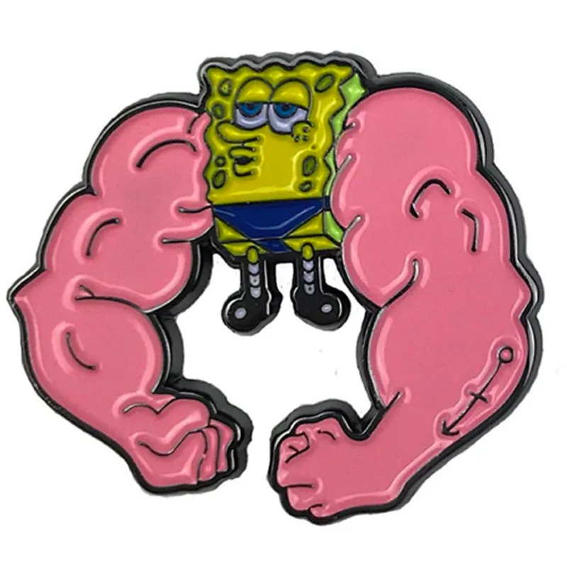 Spongebob Enamel Pin Lapel/Hat/Backpack Muscle Spongebob Funny Meme