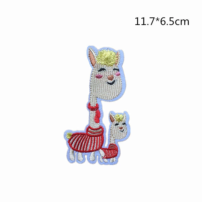 Wholesale In Stock No Minimum Custom Animal Patches Embroidery Alpaca Llama Iron On Patch
