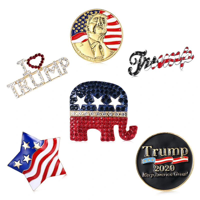 Trump pin USA patriotic republican campaign diamond pin Donald trump presidential commemorative pin