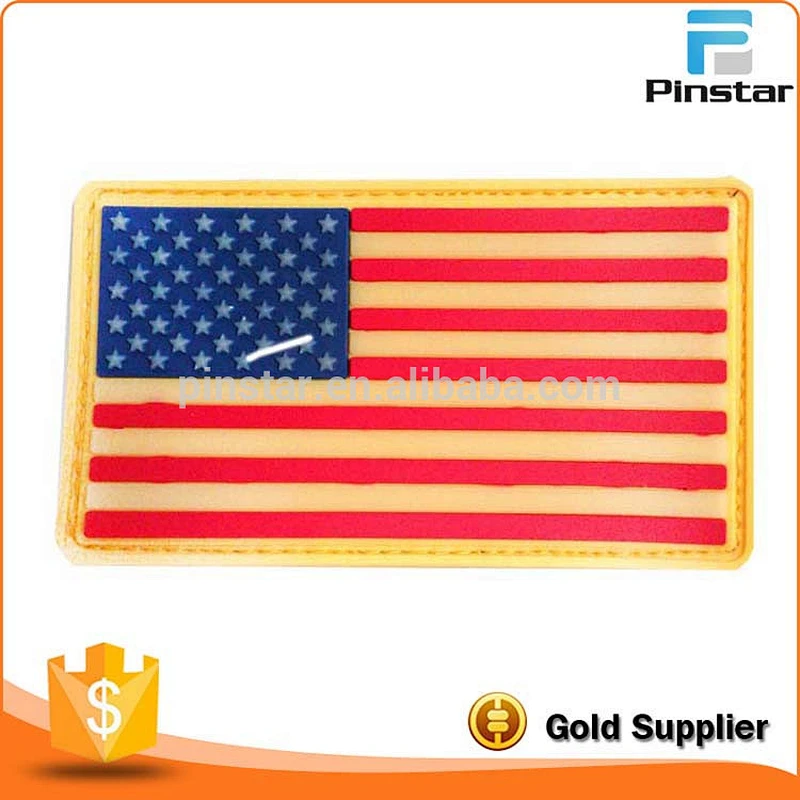Soft rubber PVC US flag garment patch label