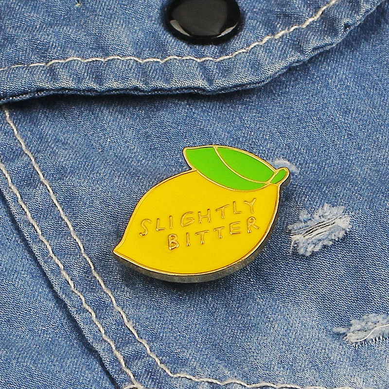Factory Wholesale In Stock Custom Logo Letter Lapel Pins Fruit Lemon Pin Brooch