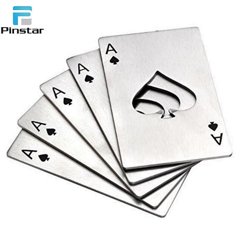 promotional bulk  stainless steel metal aluminum custom logo poker business credit card bottle opener openers