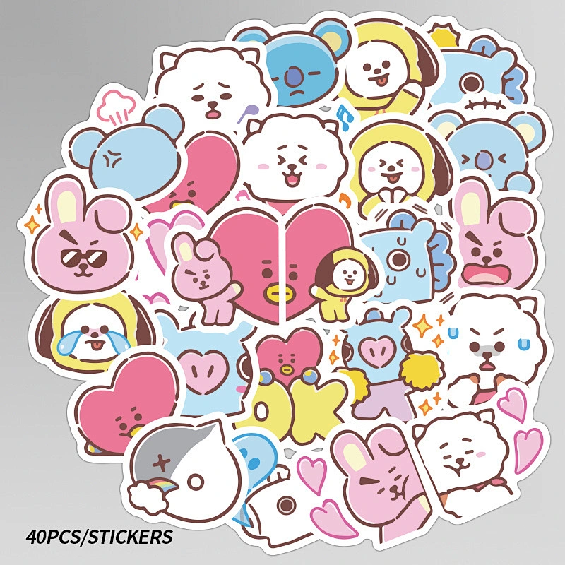 Factory Wholesale In Stock Adhesive Waterproof PVC Stickers Custom Cute Cartoon BTS Team Sticker