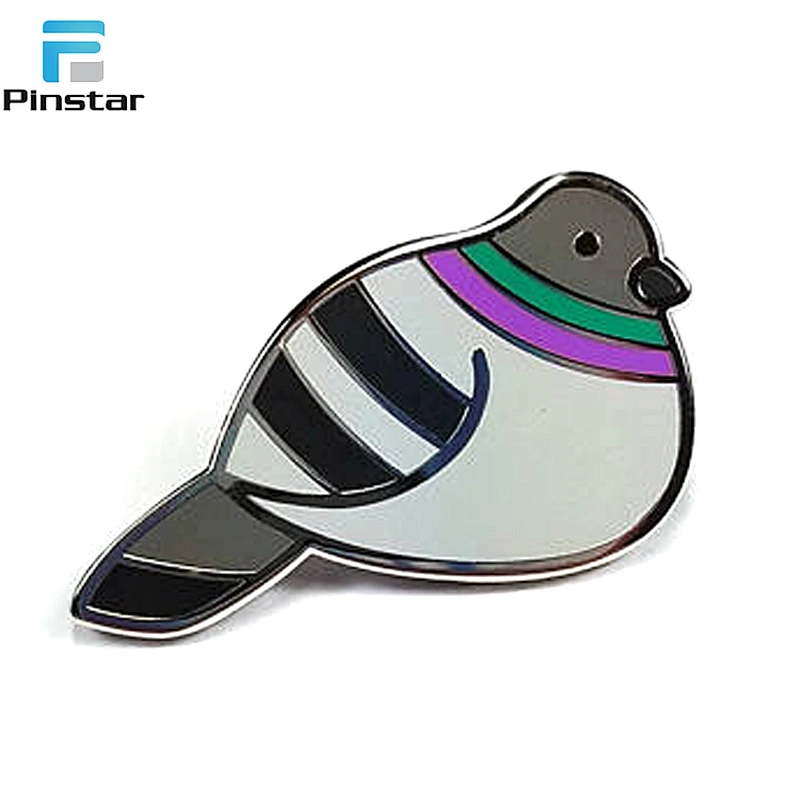 Custom pigeon shaped metal lapel pin peace dove hard/soft enamel lapel pin badges manufacturers China