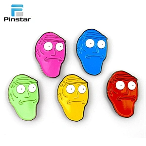 Making Cheap Price Custom Multi-colored Hat Pins Cute Angry Face Skull Head Enamel Lapel Pin