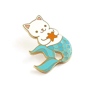 Cartoon Metal cat mermaid animal shape lapel pins