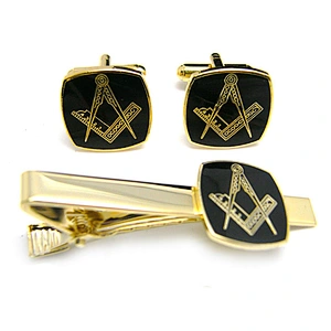 Good Price Fashion Engraved Gold/Silver Men Cufflink Tie Clip Set