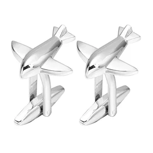 High quality 3d silver aircraft cufflinks