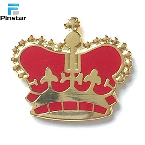 Manufacturer china 3D Gold metal long needle crown lapel pin