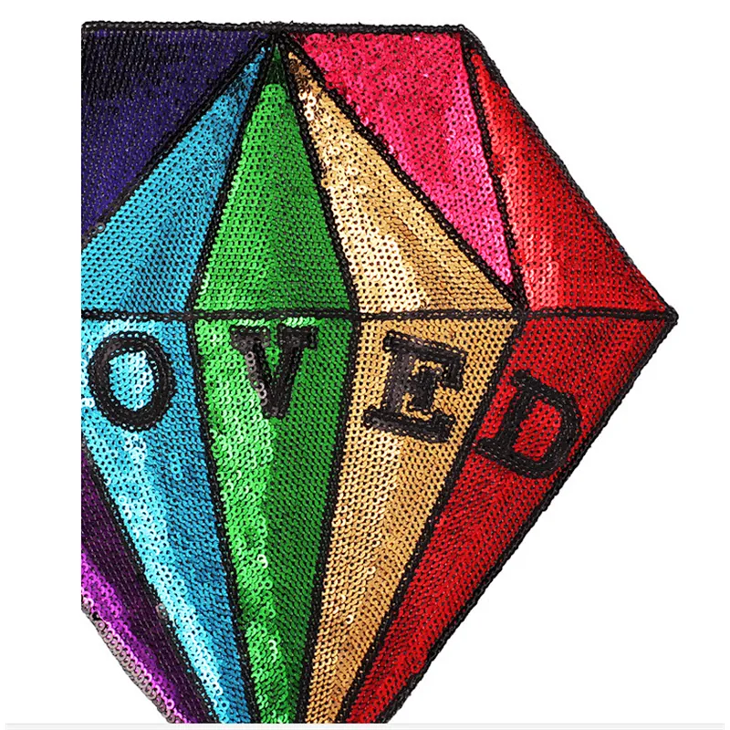 2019 hot sale diamond iron-on embroidery patches with Sequins