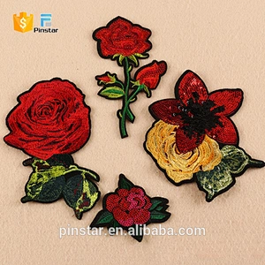 China Factory High Quality Custom Embroidery Rose Patches