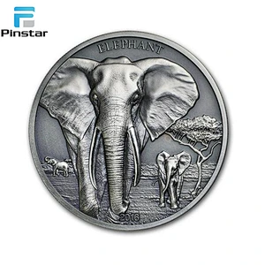 Free sample high quality elephant embossed Souvenir Coins